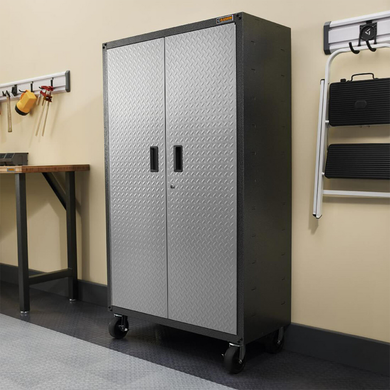 Gladiator Ready-to-Assemble Mobile Storage Cabinet (Silver Tread) 2-Pack