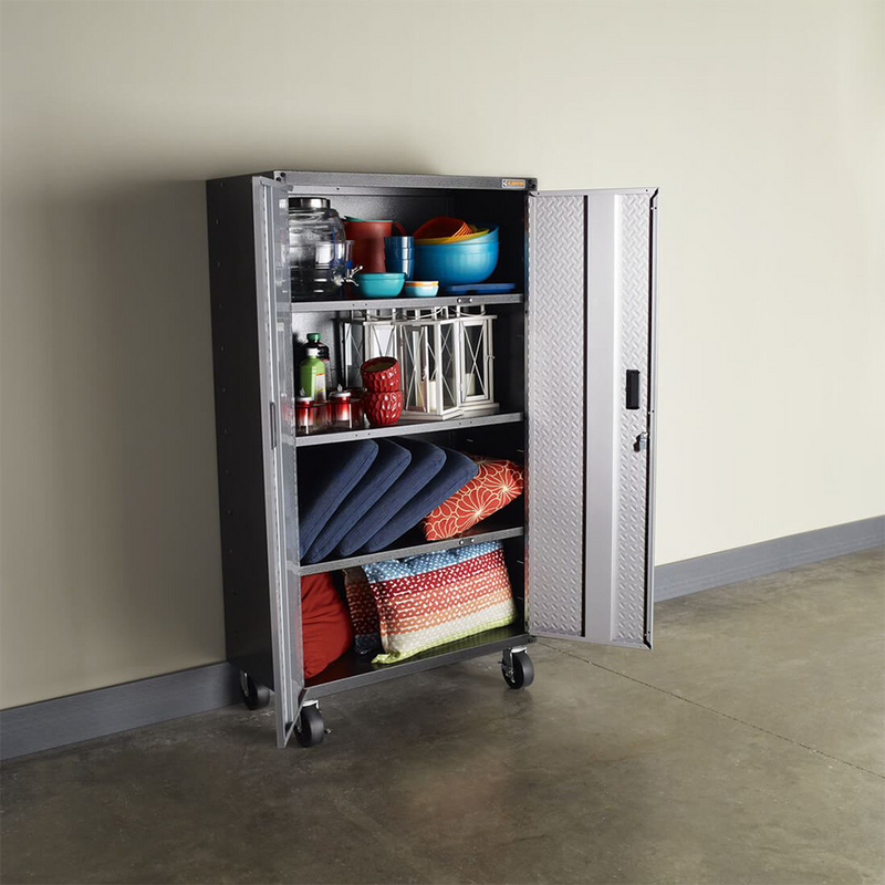 Gladiator Ready-to-Assemble Mobile Storage Cabinet (Silver Tread) 2-Pack
