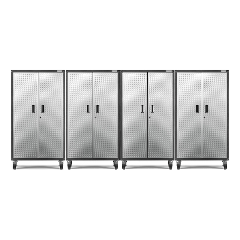 Gladiator Ready-to-Assemble Mobile Storage Cabinet (Silver Tread) 4-Pack