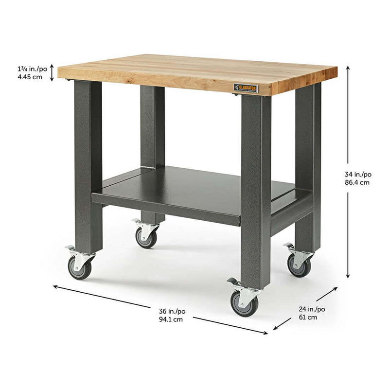 Gladiator 3-Foot Wide Mobile Workstation (Hammered Granite)