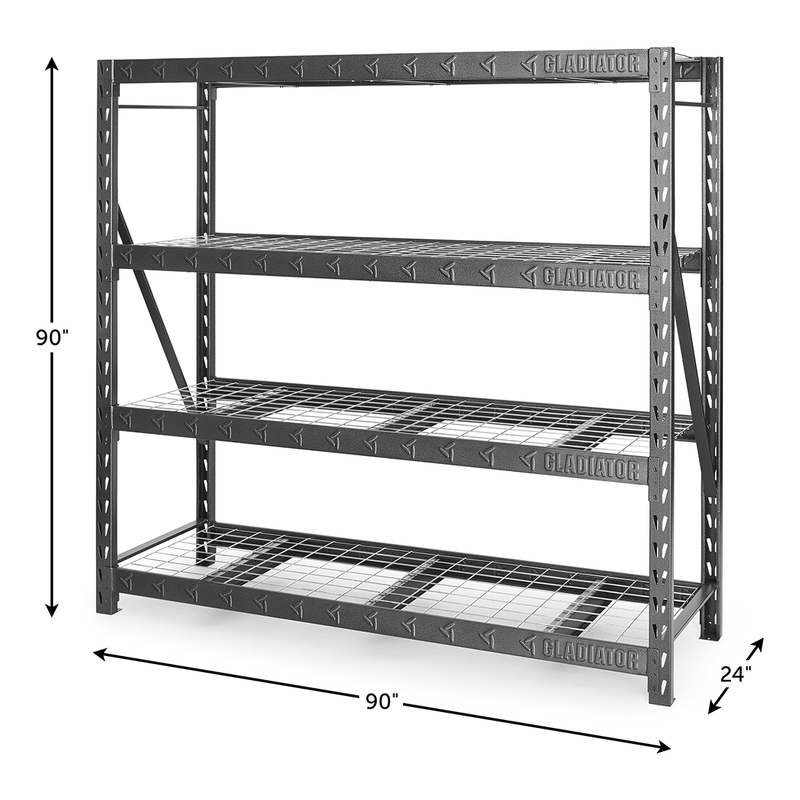 Gladiator 90" x 90" Heavy Duty Mega Rack with Four Adjustable Shelves (9-Pack)