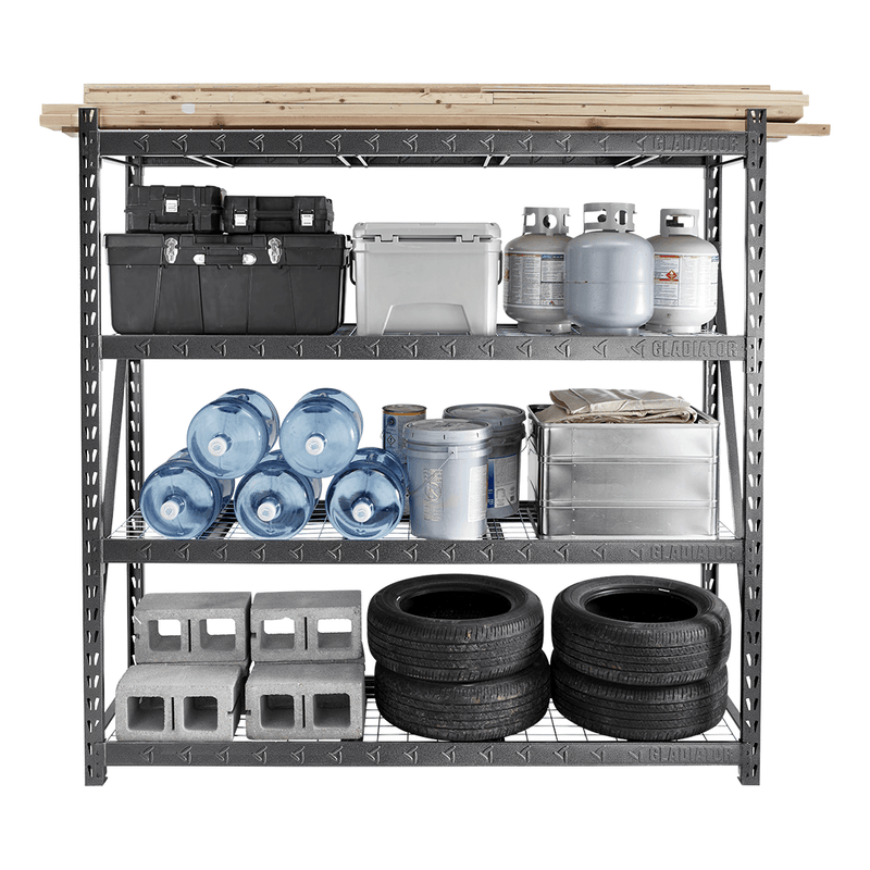 Gladiator 90" x 90" Heavy Duty Mega Rack with Four Adjustable Shelves (9-Pack)