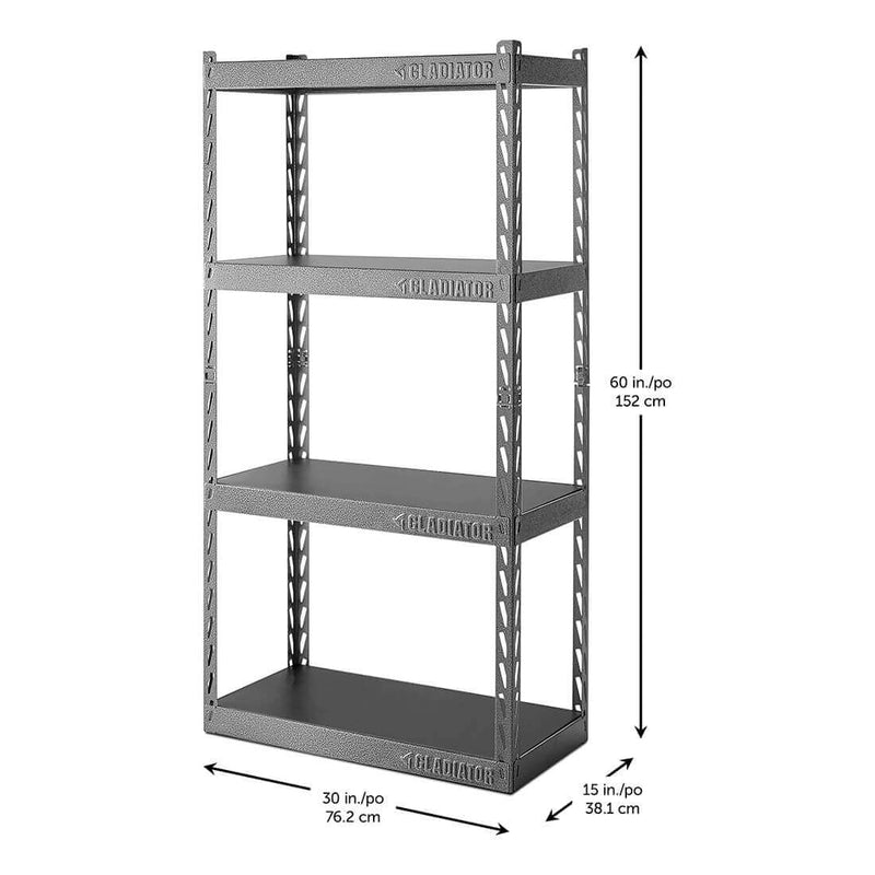 Gladiator 30" Wide EZ Connect Rack with Four 15" Deep Shelves