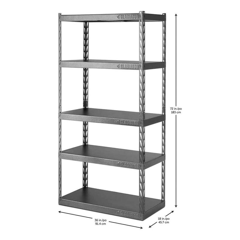 Gladiator 36" Wide EZ Connect Rack with Five 18" Deep Shelves