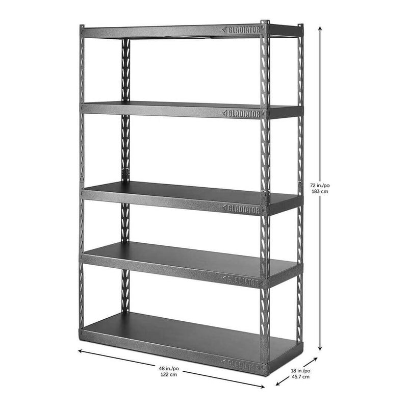 Gladiator 48" Wide EZ Connect Rack with Five 18" Deep Shelves