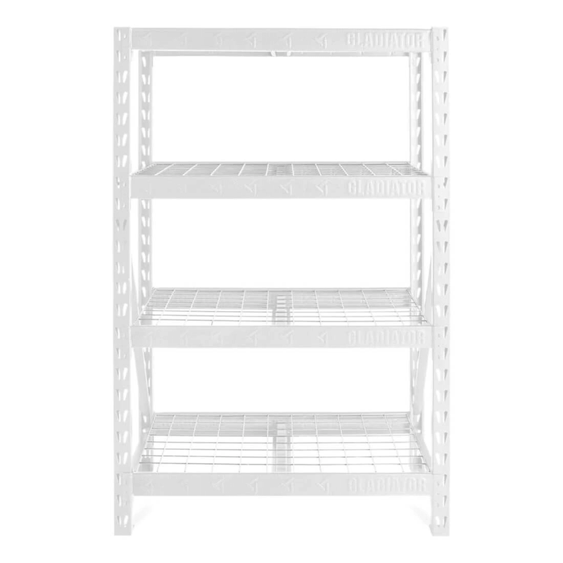 Gladiator 48" Wide Heavy Duty Rack with Four 18" Deep Shelves (White)