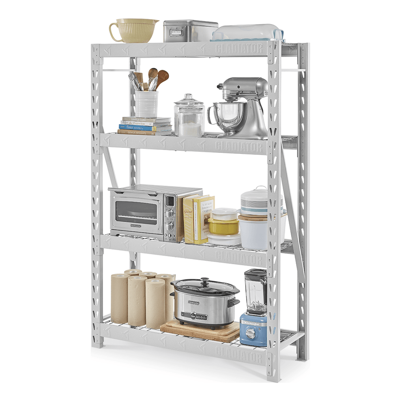 Gladiator 48" Wide Heavy Duty Rack with Four 18" Deep Shelves (White)