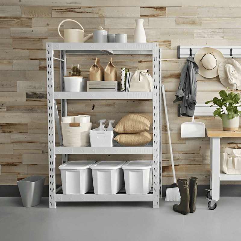 Gladiator 48" Wide Heavy Duty Rack with Four 18" Deep Shelves (White)