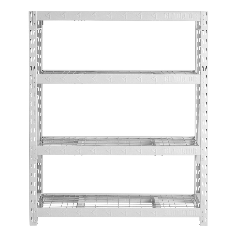 Gladiator 60" Wide Heavy Duty Rack with Four 18" Deep Shelves (White)