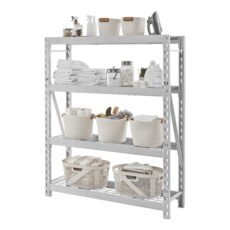 Gladiator 60" Wide Heavy Duty Rack with Four 18" Deep Shelves (White)