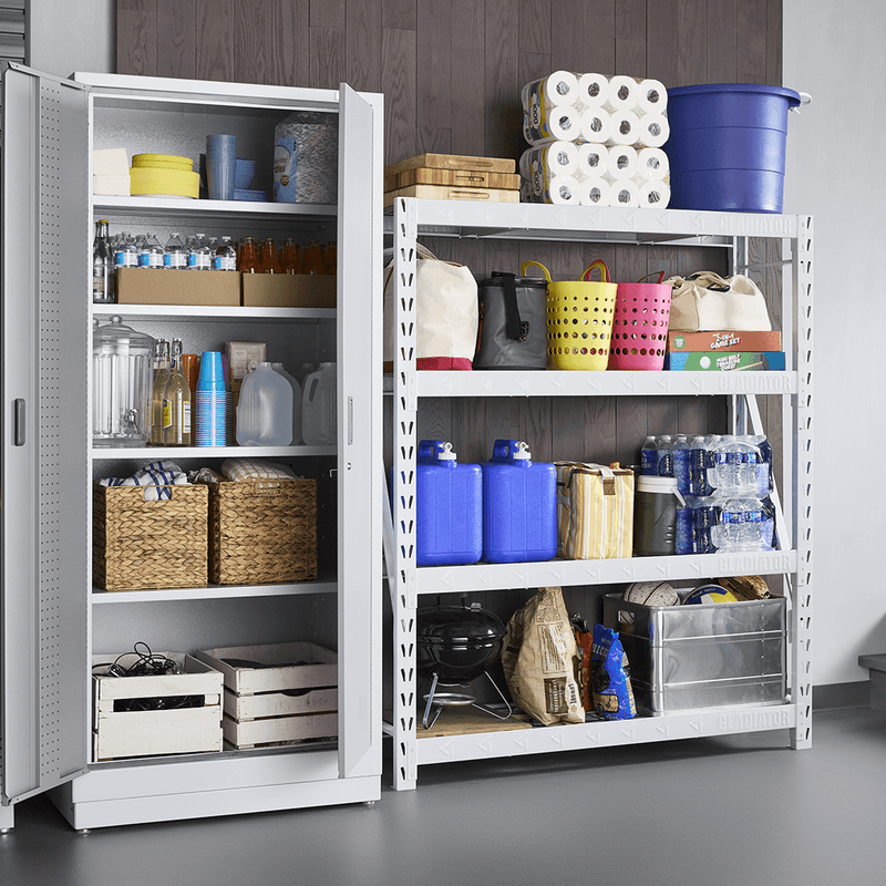 Gladiator 60" Wide Heavy Duty Rack with Four 18" Deep Shelves (White)