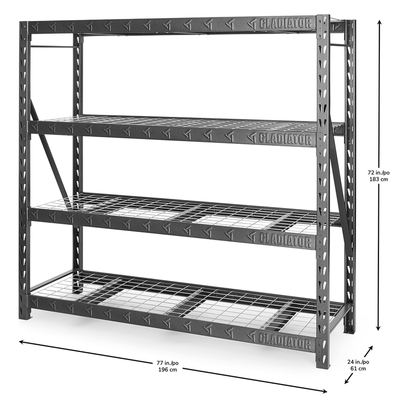 Gladiator 77" Wide Heavy Duty Rack with Four Adjustable Shelves (7-Pack)