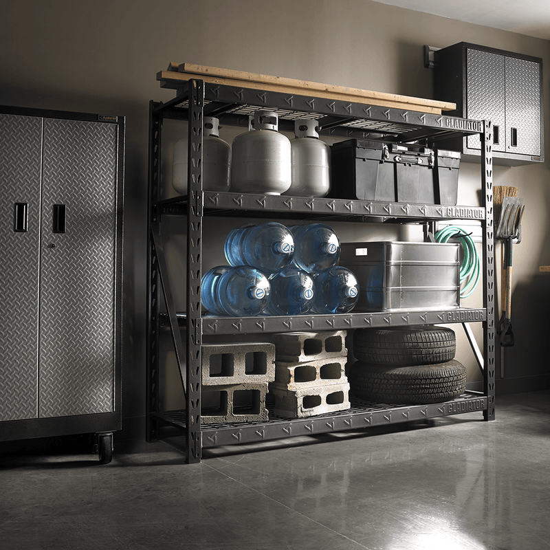 Gladiator 77" Wide Heavy Duty Rack with Four Adjustable Shelves (7-Pack)
