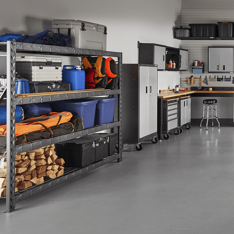 Gladiator 77" Wide Heavy Duty Rack with Four Adjustable Shelves (7-Pack)