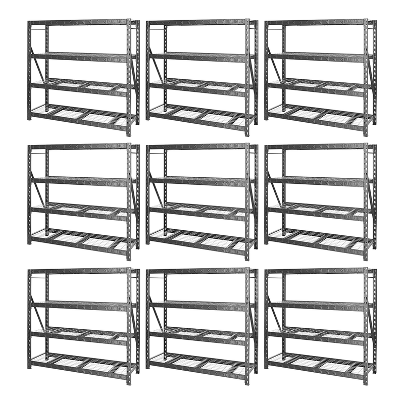 Gladiator 77" Wide Heavy Duty Rack with Four Adjustable Shelves (9-Pack)