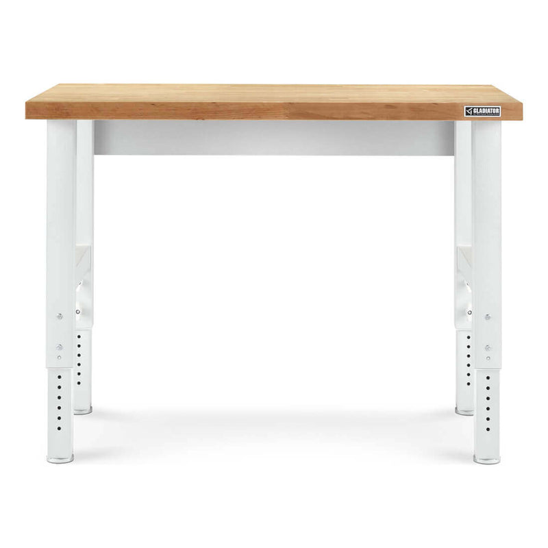 Gladiator 4-Foot Adjustable Height Hardwood Workbench (White)