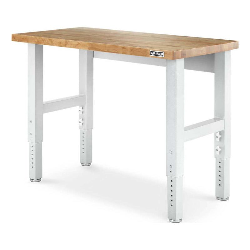 Gladiator 4-Foot Adjustable Height Hardwood Workbench (White)