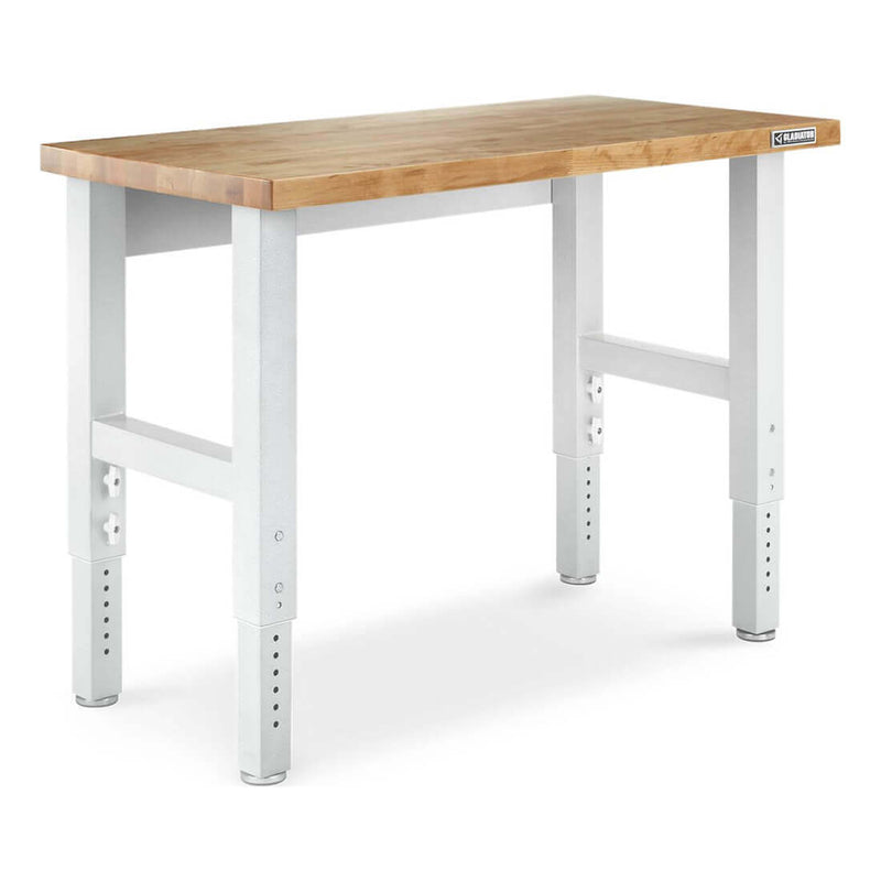 Gladiator 4-Foot Adjustable Height Hardwood Workbench (White)