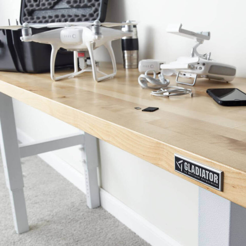 Gladiator 6-Foot Adjustable Height Hardwood Workbench (White)