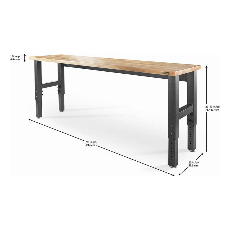 Gladiator 8-Foot Adjustable Height Hardwood Workbench (Hammered Granite)
