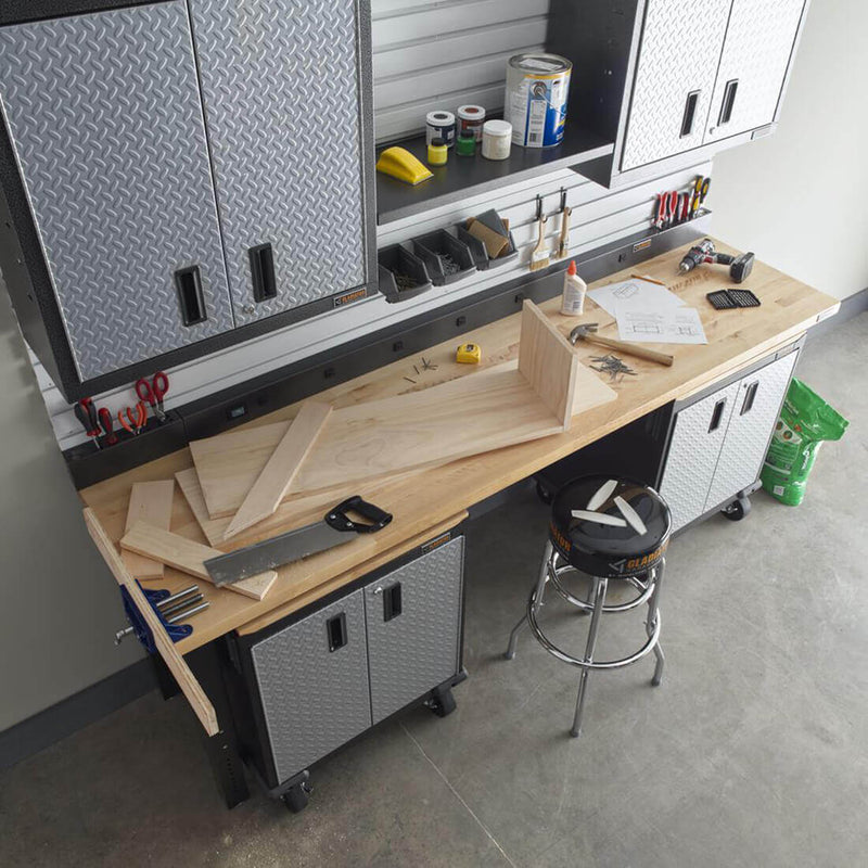 Gladiator 8-Foot Adjustable Height Hardwood Workbench (Hammered Granite)