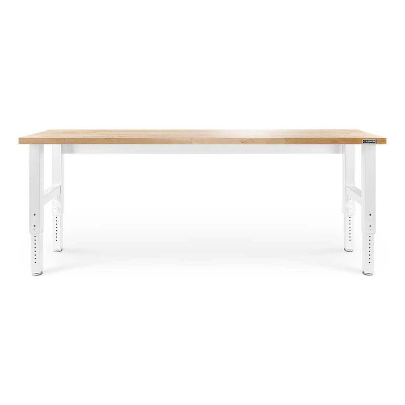 Gladiator 8-Foot Adjustable Height Hardwood Workbench (White)