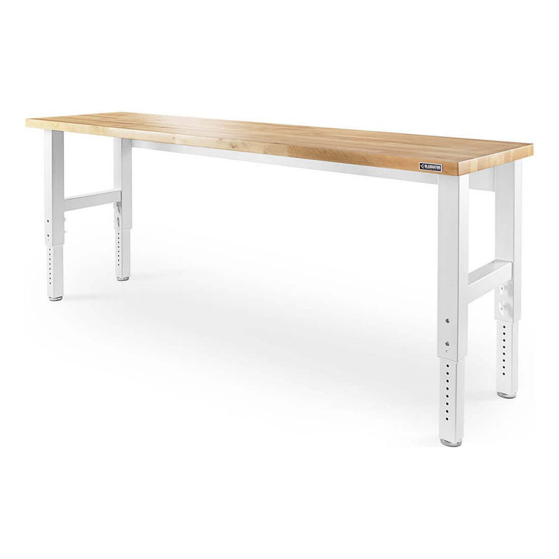 Gladiator 8-Foot Adjustable Height Hardwood Workbench (White)