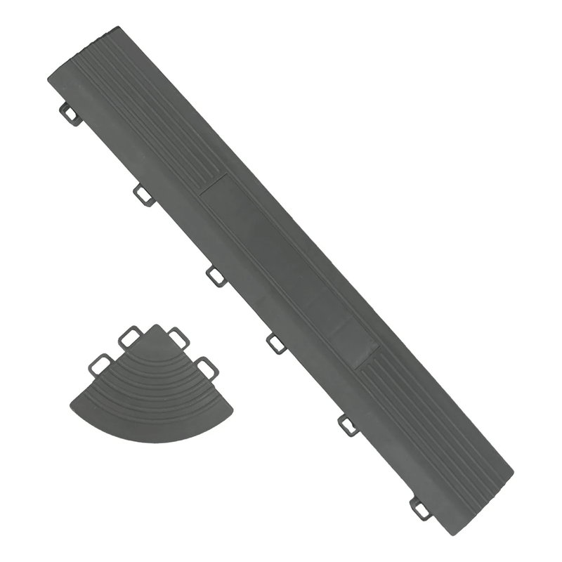 MonsterRAX Interlocking Grey Garage Floor Tiles Edge and Corner Kit (Female - Looped)