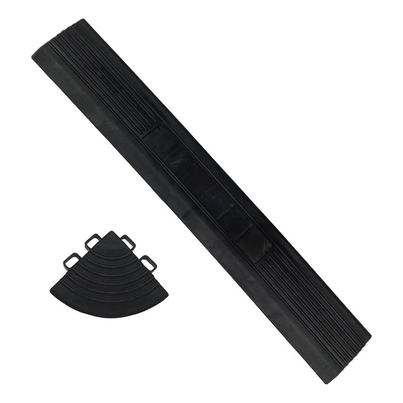 MonsterRAX Interlocking Black Garage Floor Tiles Edge and Corner Kit (Male - Pegged)