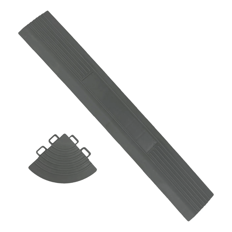 MonsterRAX Interlocking Grey Garage Floor Tiles Edge and Corner Kit (Male - Pegged)
