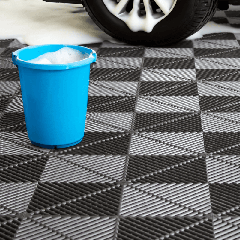 MonsterRAX Interlocking Grey Garage Floor Tiles (16 Pack)