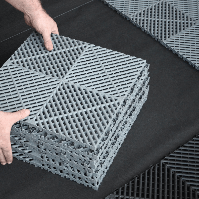 MonsterRAX Interlocking Grey Garage Floor Tiles (16 Pack)