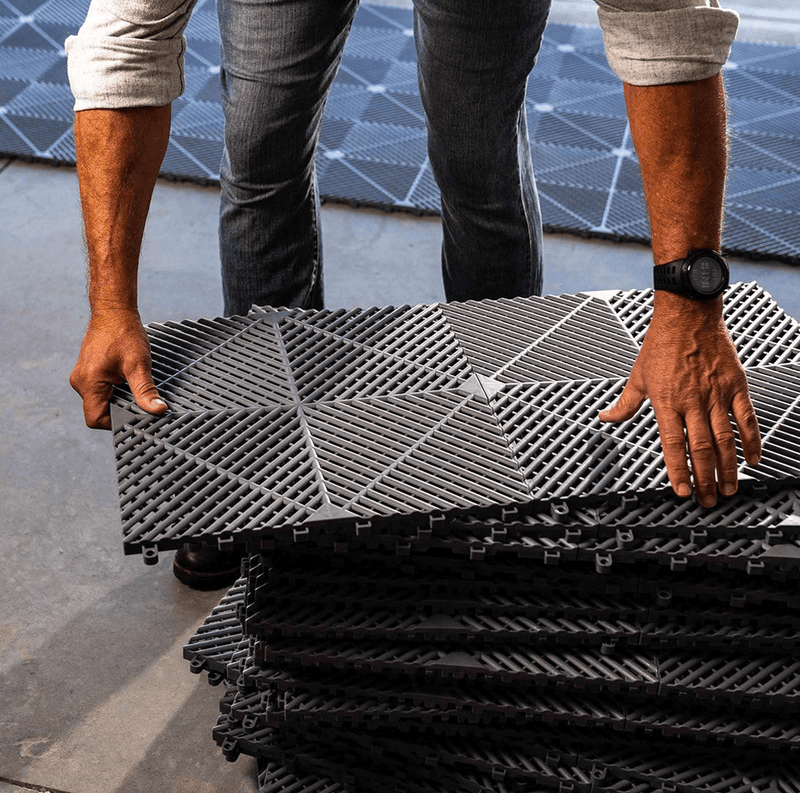 MonsterRAX Interlocking Grey Garage Floor Tiles (16 Pack)