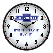 Collectable Sign and Clock Chevrolet Eye It Try It Buy It Backlit Wall Clock