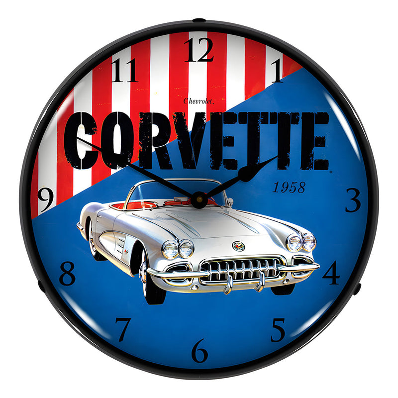 Collectable Sign and Clock 1958 Corvette Backlit Wall Clock