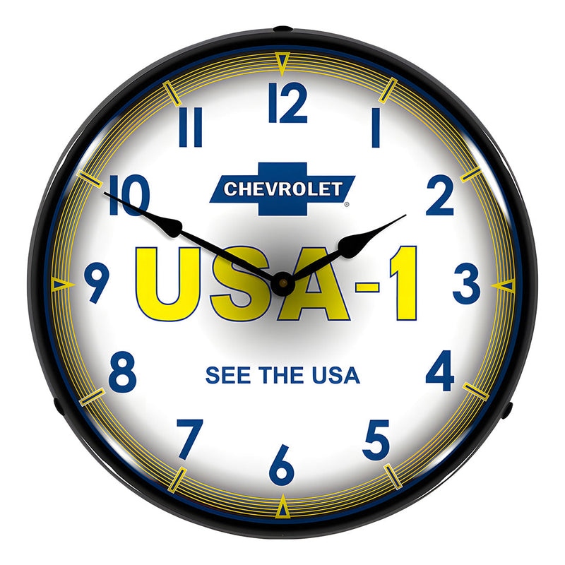 Collectable Sign and Clock Chevrolet USA-1 Backlit Wall Clock