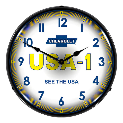 Collectable Sign and Clock Chevrolet USA-1 Backlit Wall Clock