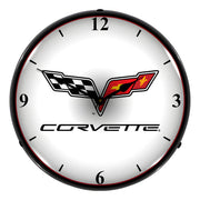 Collectable Sign and Clock C6 Corvette Logo Backlit Wall Clock