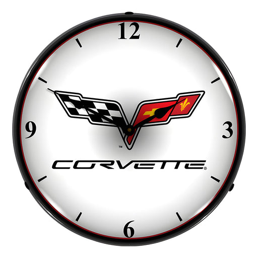 Collectable Sign and Clock C6 Corvette Logo Backlit Wall Clock