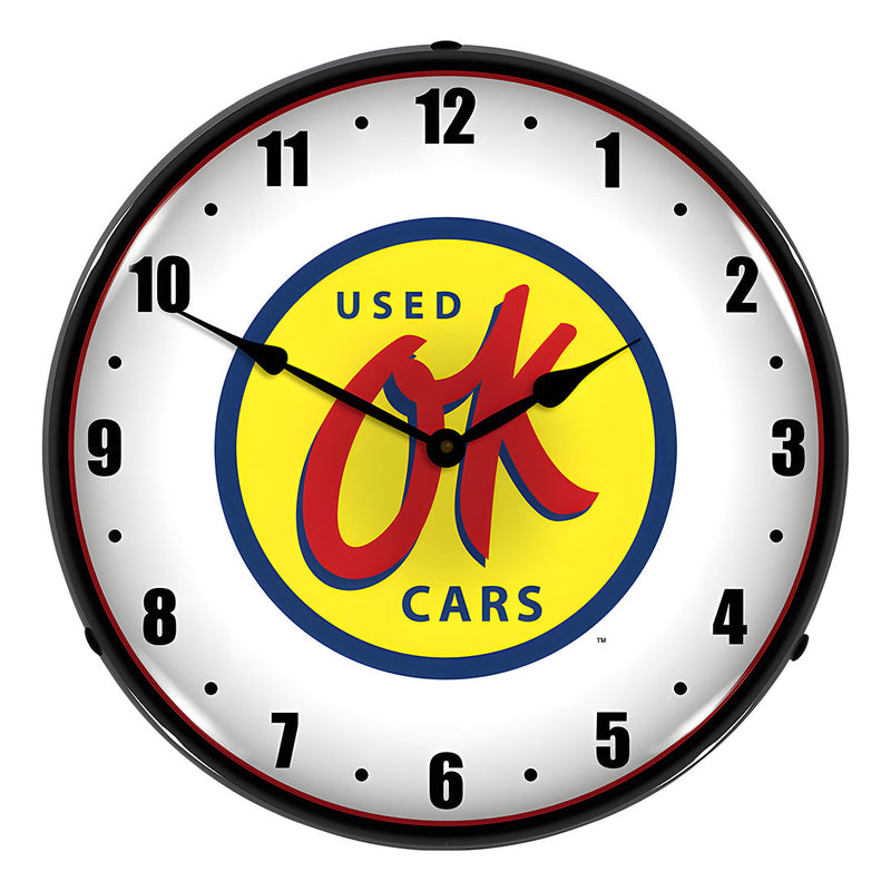 Collectable Sign and Clock OK Used Cars Backlit Wall Clock