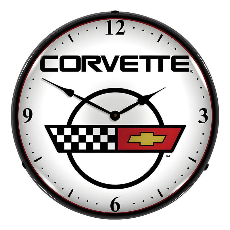 Collectable Sign and Clock C4 Corvette Logo Backlit Wall Clock