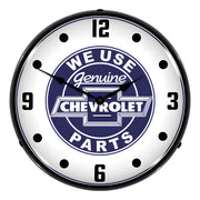 Collectable Sign and Clock We Use Genuine Chevrolet Parts Backlit Wall Clock