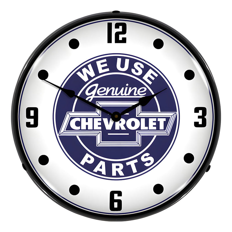 Collectable Sign and Clock We Use Genuine Chevrolet Parts Backlit Wall Clock