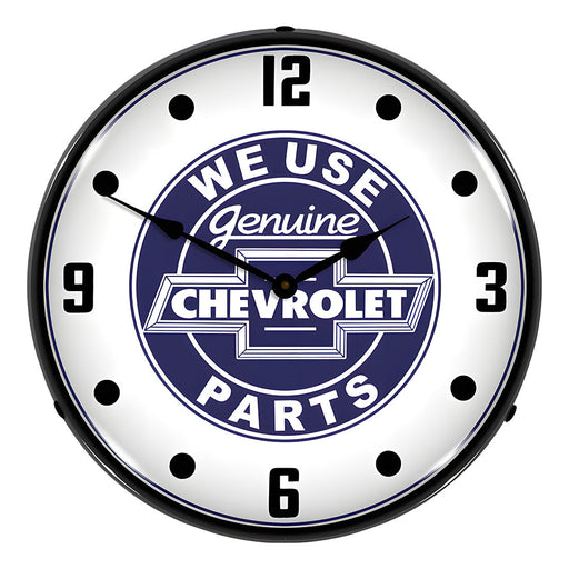 Collectable Sign and Clock We Use Genuine Chevrolet Parts Backlit Wall Clock