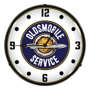 Collectable Sign and Clock Oldsmobile Service Backlit Wall Clock