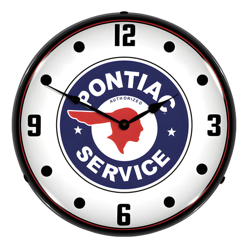 Collectable Sign and Clock Pontiac Service Backlit Wall Clock
