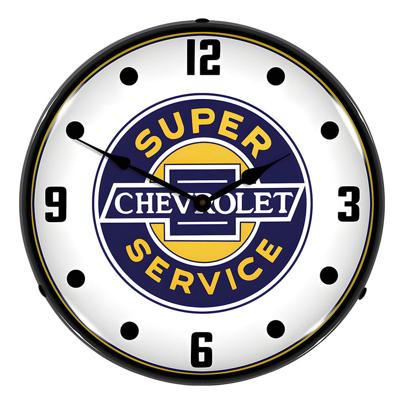 Collectable Sign and Clock Chevrolet Super Service Backlit Wall Clock