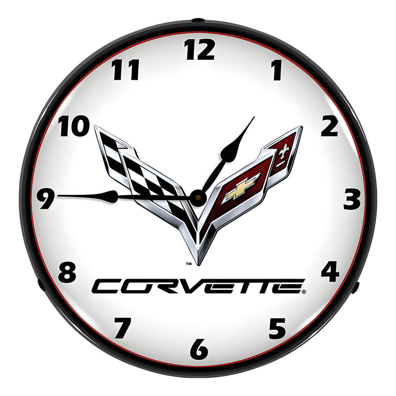 Collectable Sign and Clock C7 Corvette Backlit Wall Clock