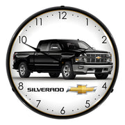 Collectable Sign and Clock Chevrolet Silverado Black Backlit Wall Clock
