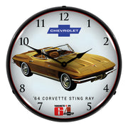 Collectable Sign and Clock 1964 Corvette Sting Ray Backlit Wall Clock